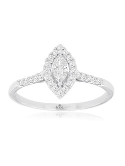 14K White Gold Marquise Diamond Engagement Ring