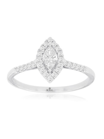 14K White Gold Marquise Diamond Engagement Ring