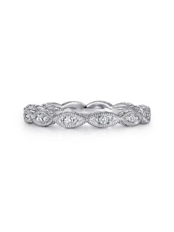 14K White Gold Marquise Shaped Diamond Stackable Ring