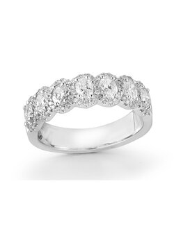 14K White Gold Oval Diamond Band