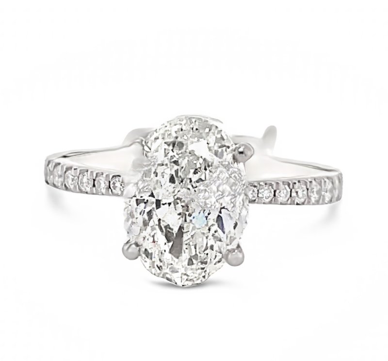 14K White Gold Oval Diamond Engagement Ring