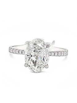 14K White Gold Oval Diamond Engagement Ring