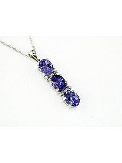 14K White Gold Oval Tanzanite Pendant