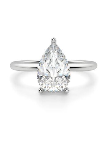 14K White Gold Pear Diamond Solitaire Engagement Ring