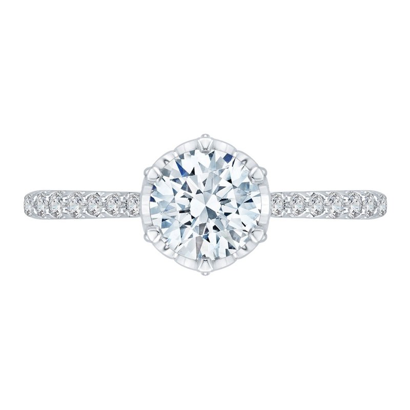 14K White Gold Round Brilliant Cut Diamond Engagement Ring