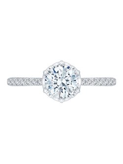 14K White Gold Round Brilliant Cut Diamond Engagement Ring