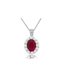 14K White Gold Ruby and Diamond Necklace