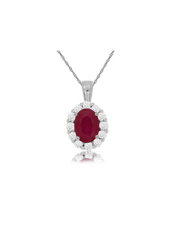 14K White Gold Ruby and Diamond Necklace