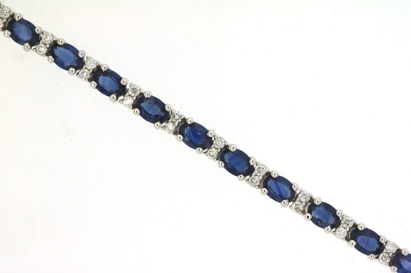 14K White Gold Sapphire and Diamond Bracelet