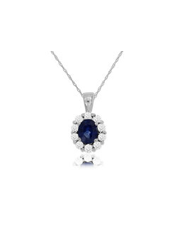 14K White Gold Sapphire and Diamond Necklace