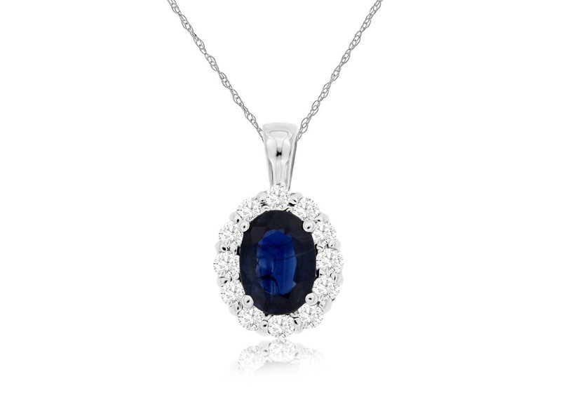 14K White Gold Sapphire and Diamond Necklace