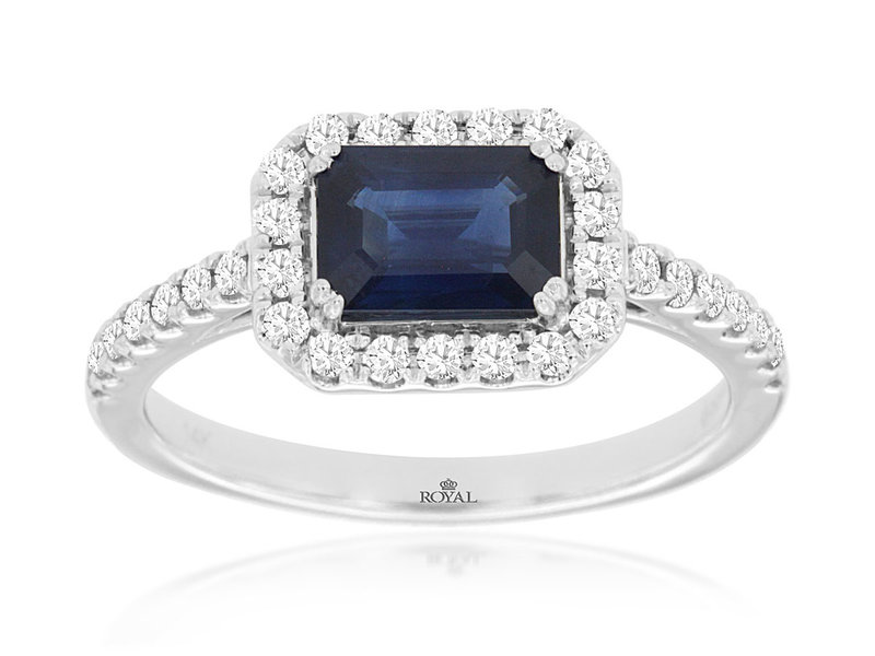 14K White Gold Sapphire and Diamond Ring