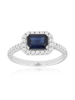 14K White Gold Sapphire and Diamond Ring