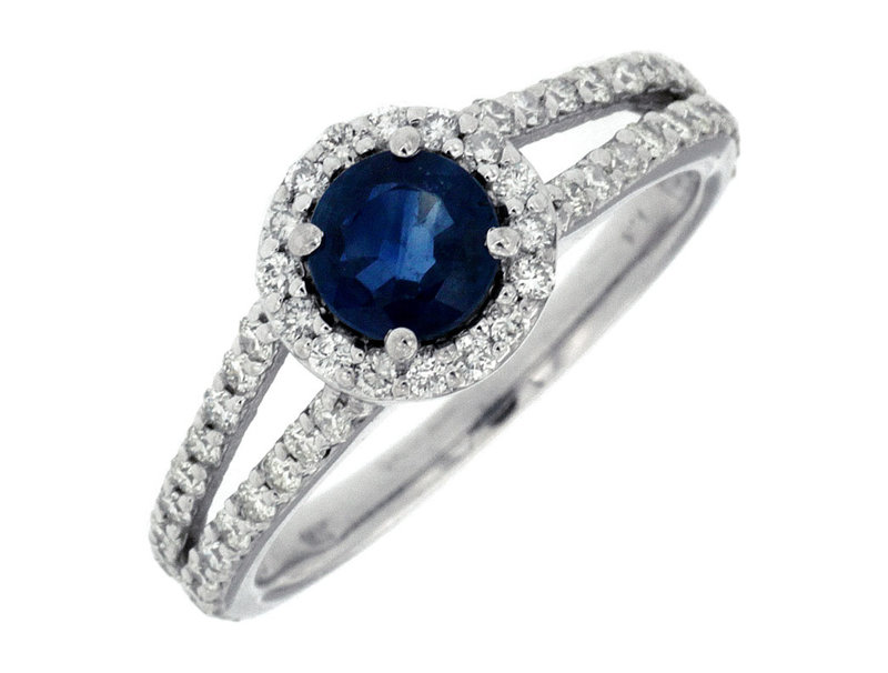 14K White Gold Sapphire and Diamond Ring