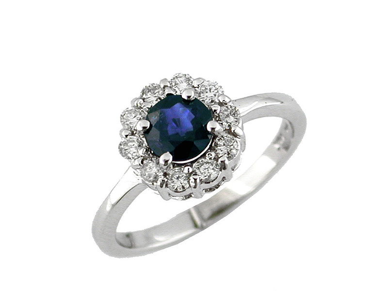 14K White Gold Sapphire and Diamond Ring