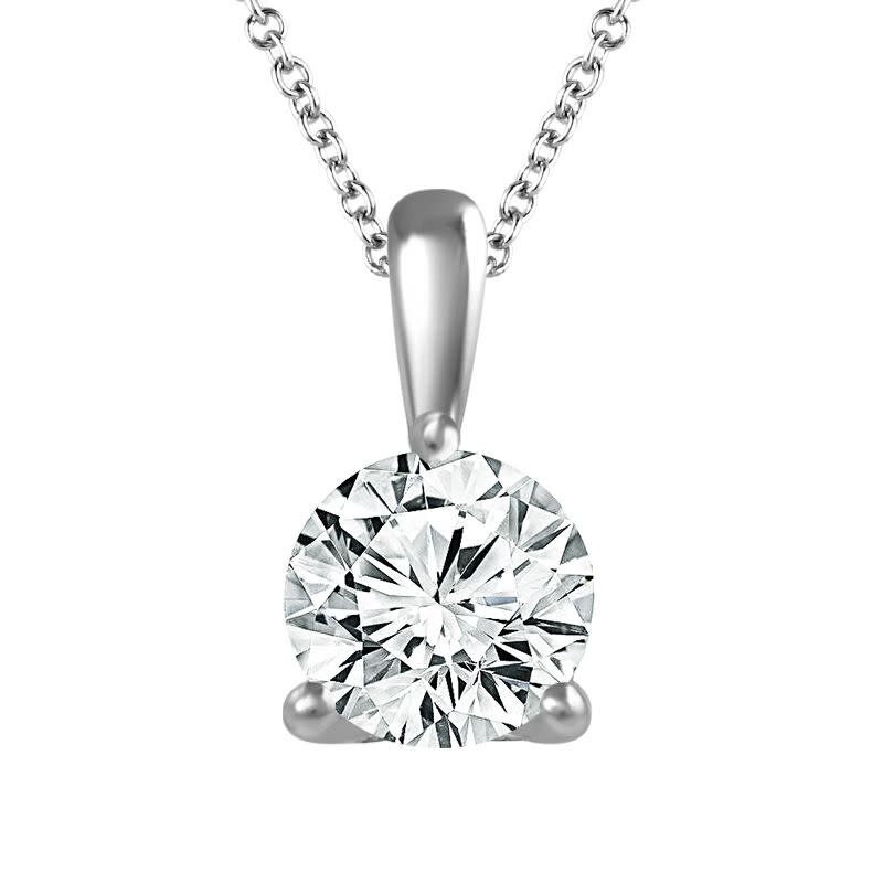 14K White Gold Solitaire 1/2ct Diamond Pendant