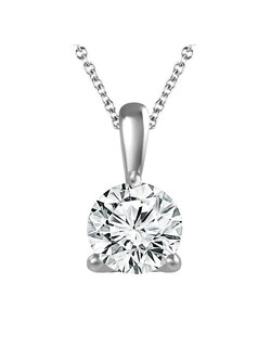 14K White Gold Solitaire 1/2ct Diamond Pendant