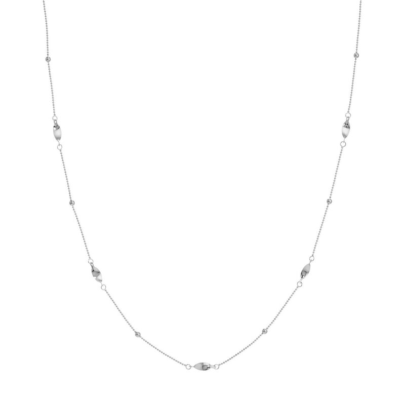 14K White Gold Station Necklace