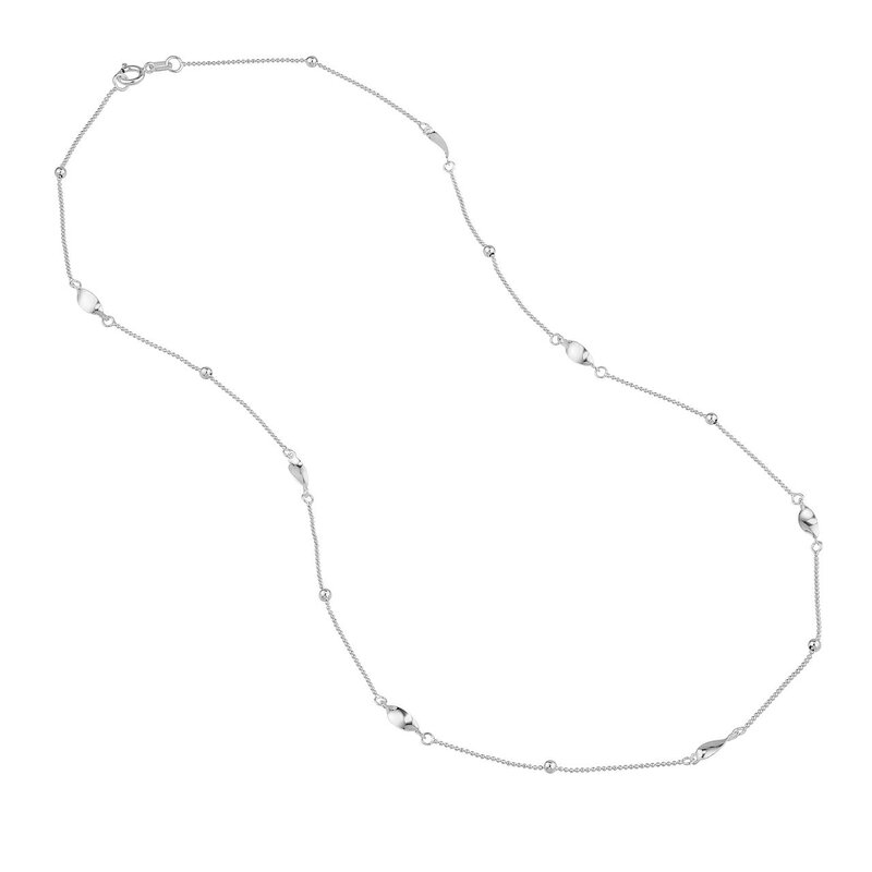 14K White Gold Station Necklace