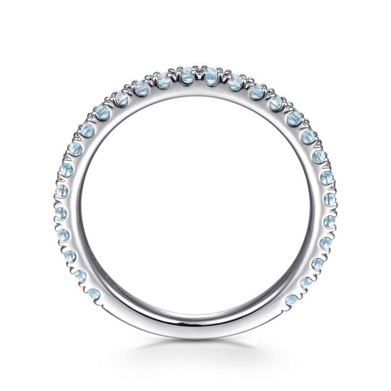 14K White Gold Swiss Blue Topaz Stackable Ring