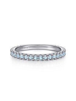 14K White Gold Swiss Blue Topaz Stackable Ring