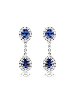 14K White Gold Tanzanite and Diamond Earrings