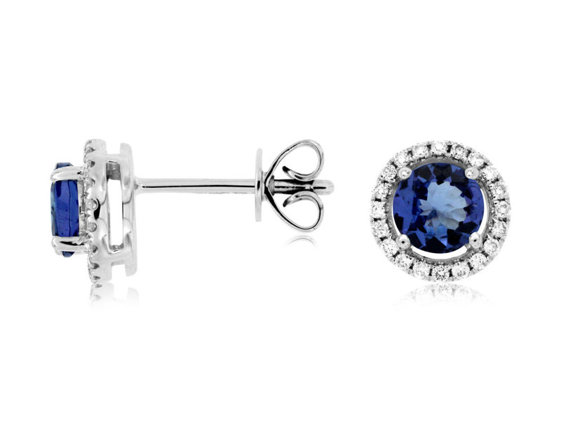 14K White Gold Tanzanite and Diamond Earrings