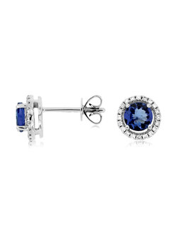 14K White Gold Tanzanite and Diamond Earrings