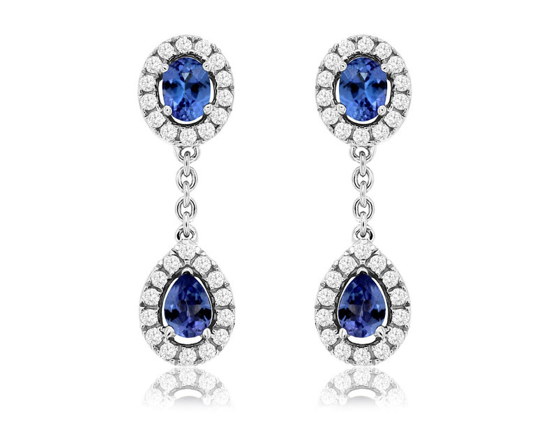 14K White Gold Tanzanite and Diamond Earrings