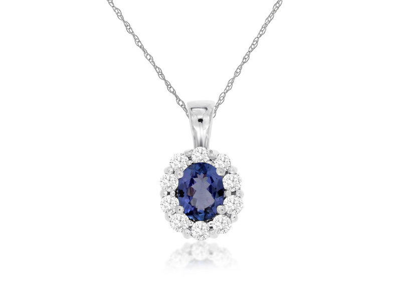 14K White Gold Tanzanite and Diamond Necklace