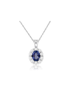 14K White Gold Tanzanite and Diamond Necklace