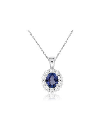 14K White Gold Tanzanite and Diamond Necklace