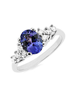 14K White Gold Tanzanite and Diamond Ring