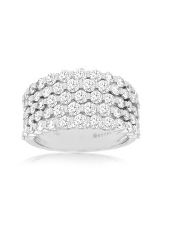 14K White Gold Wide Diamond Band