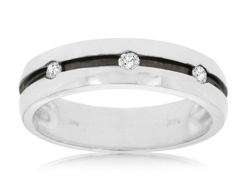 14K White Gold Wide Diamond Band