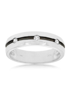 14K White Gold Wide Diamond Band