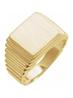 14K Yellow 14x13 mm Rectangle Signet Ring