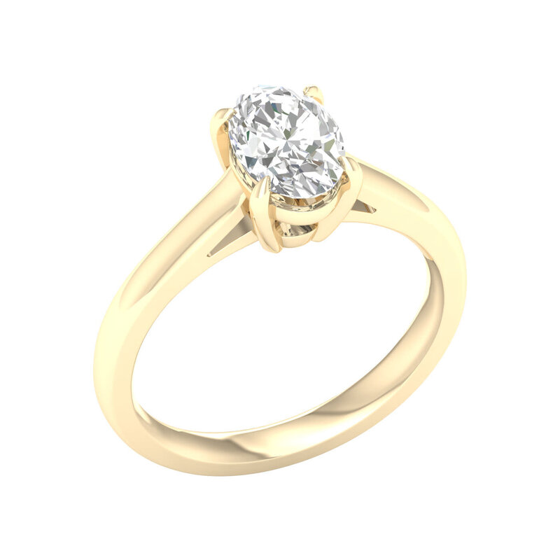 14K Yellow Gold 1.50ct Lab Grown Oval Diamond Solitaire Engagement Ring