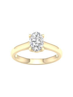 14K Yellow Gold 1.50ct Lab Grown Oval Diamond Solitaire Engagement Ring