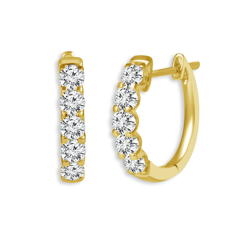 14K Yellow Gold 1.50ctw Diamond Huggie Earrings