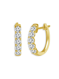 14K Yellow Gold 1.50ctw Diamond Huggie Earrings