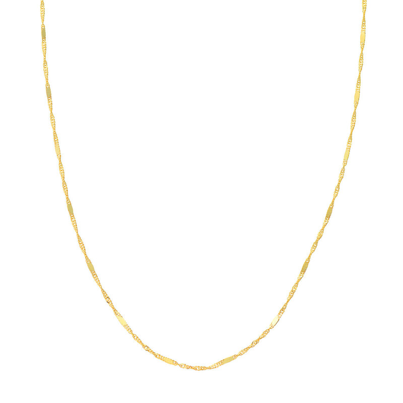 14K Yellow Gold 18" Flat Station Singapore Chain