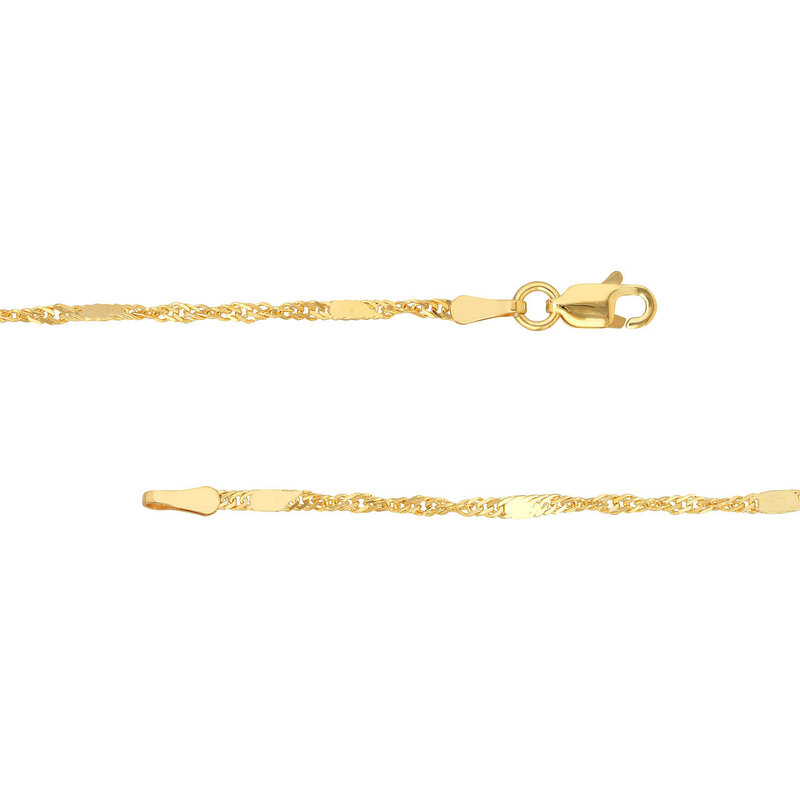 14K Yellow Gold 18" Flat Station Singapore Chain