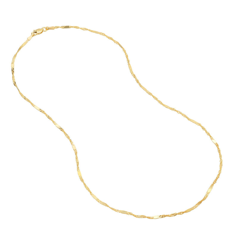 14K Yellow Gold 18" Flat Station Singapore Chain