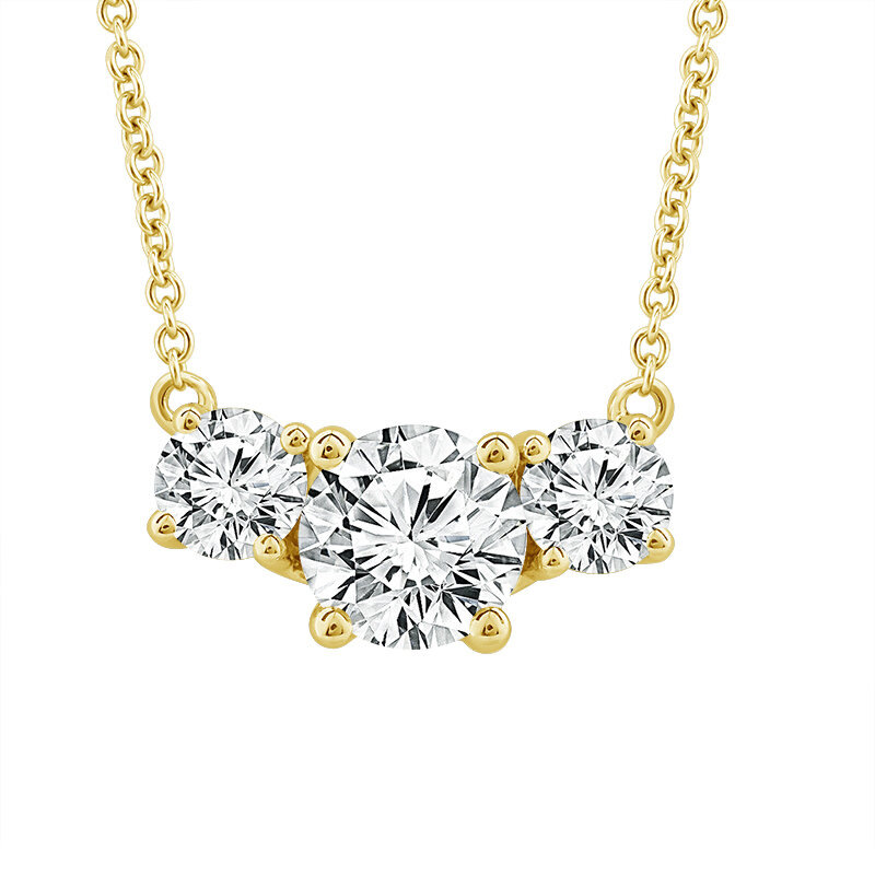 14K Yellow Gold 1ctw Diamond Trio Necklace