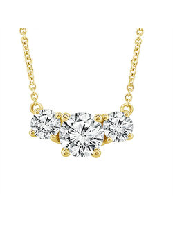 14K Yellow Gold 1ctw Diamond Trio Necklace