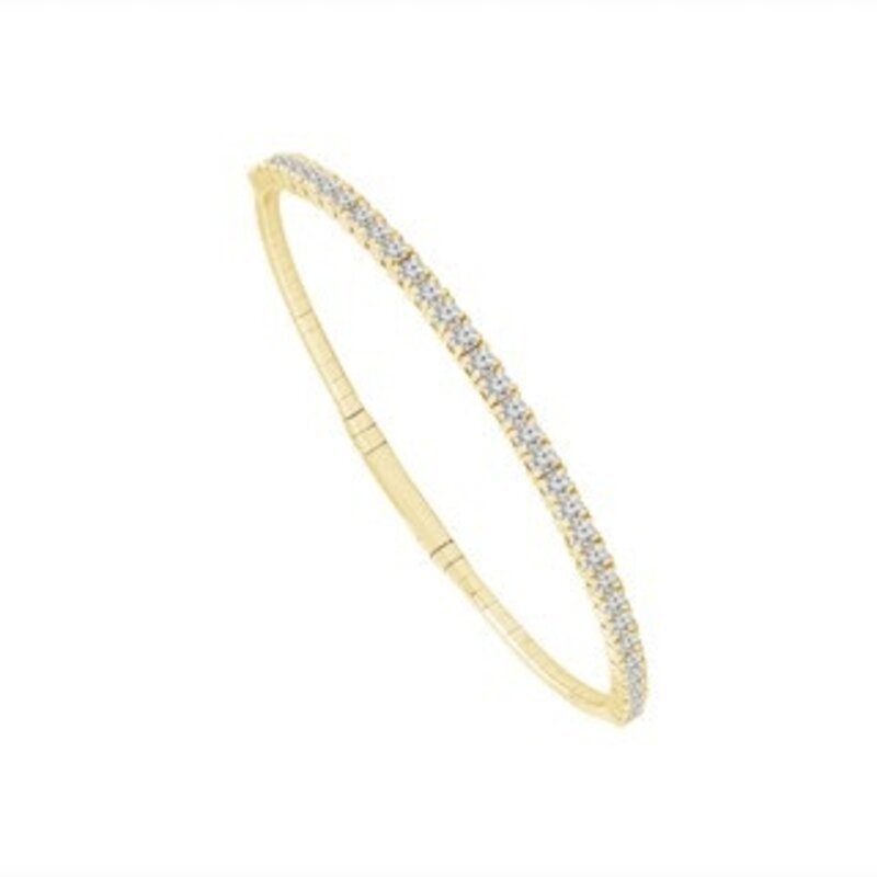 14K Yellow Gold 2ctw Diamond Flex Bangle