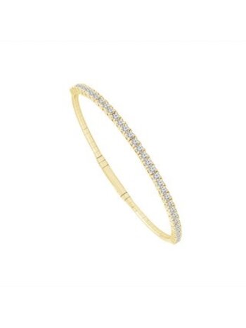 14K Yellow Gold 2ctw Diamond Flex Bangle