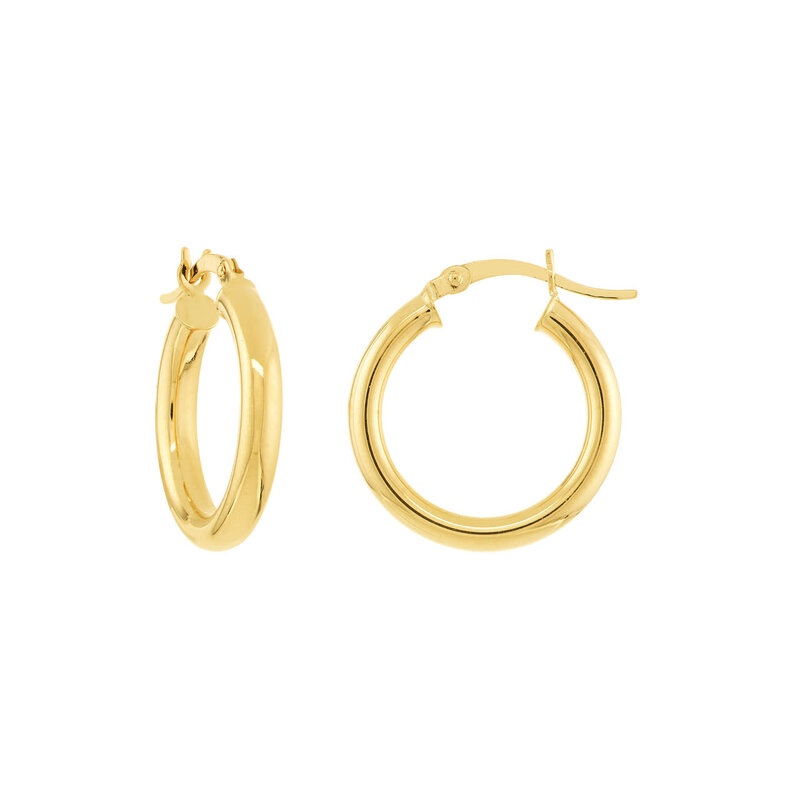 14K Yellow Gold 3mm x 20mm Polished Hoop Earrings