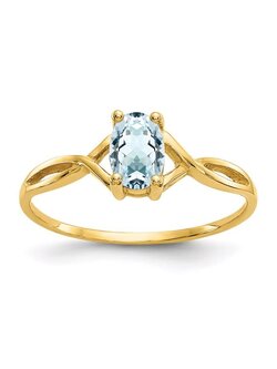 14K Yellow Gold Aquamarine Birthstone Ring